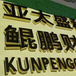 电镀烤漆钛金字门头招牌广告实心金属字不锈钢精工平面字立体灯箱